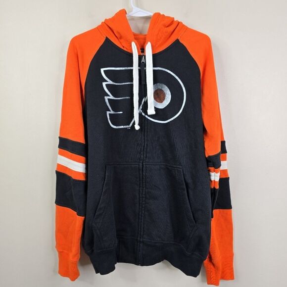 NHL GIII By Carl Banks VTG Philadelphia Flyers Colorblock Full Zip Hoodie Large - Picture 1 of 6
